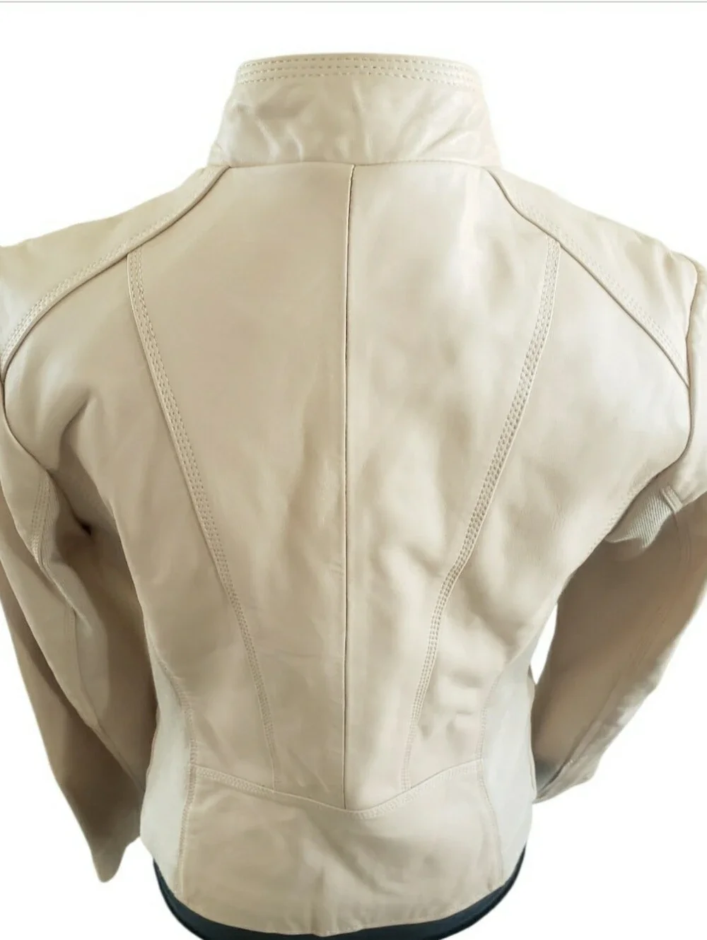 Retro Biker Soft Butter Leather Cropped Moto Rider Baddie Scuba Jacket Small